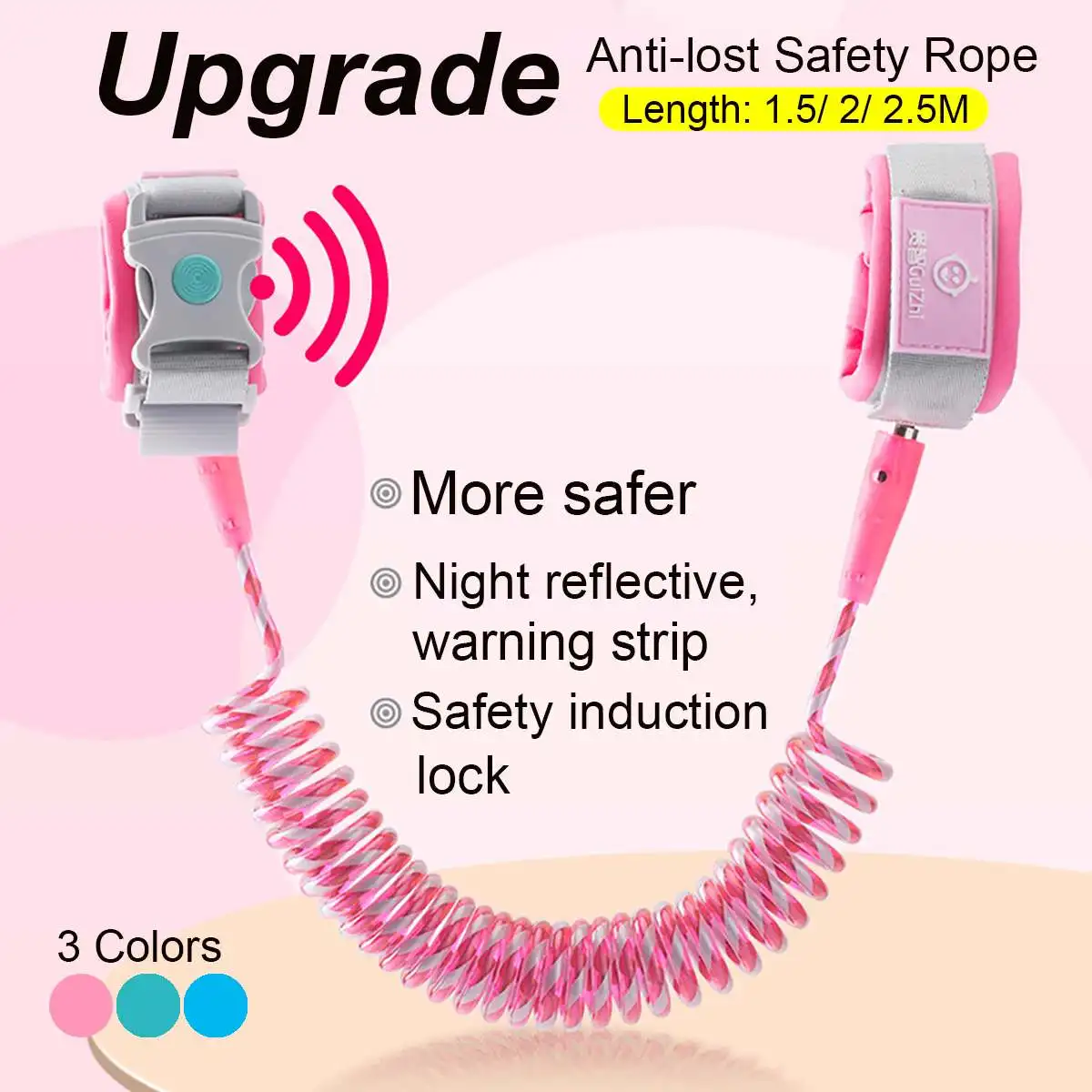 Reflective Anti Lost Wrist Link for Toddlers Kids Harness Safety Leash with Lock