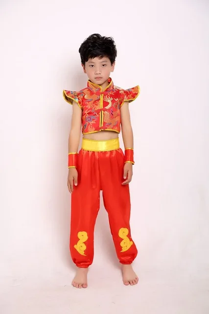  Children's martial arts performance clothing festival Chinese knot costumes kindergarten handkerchi
