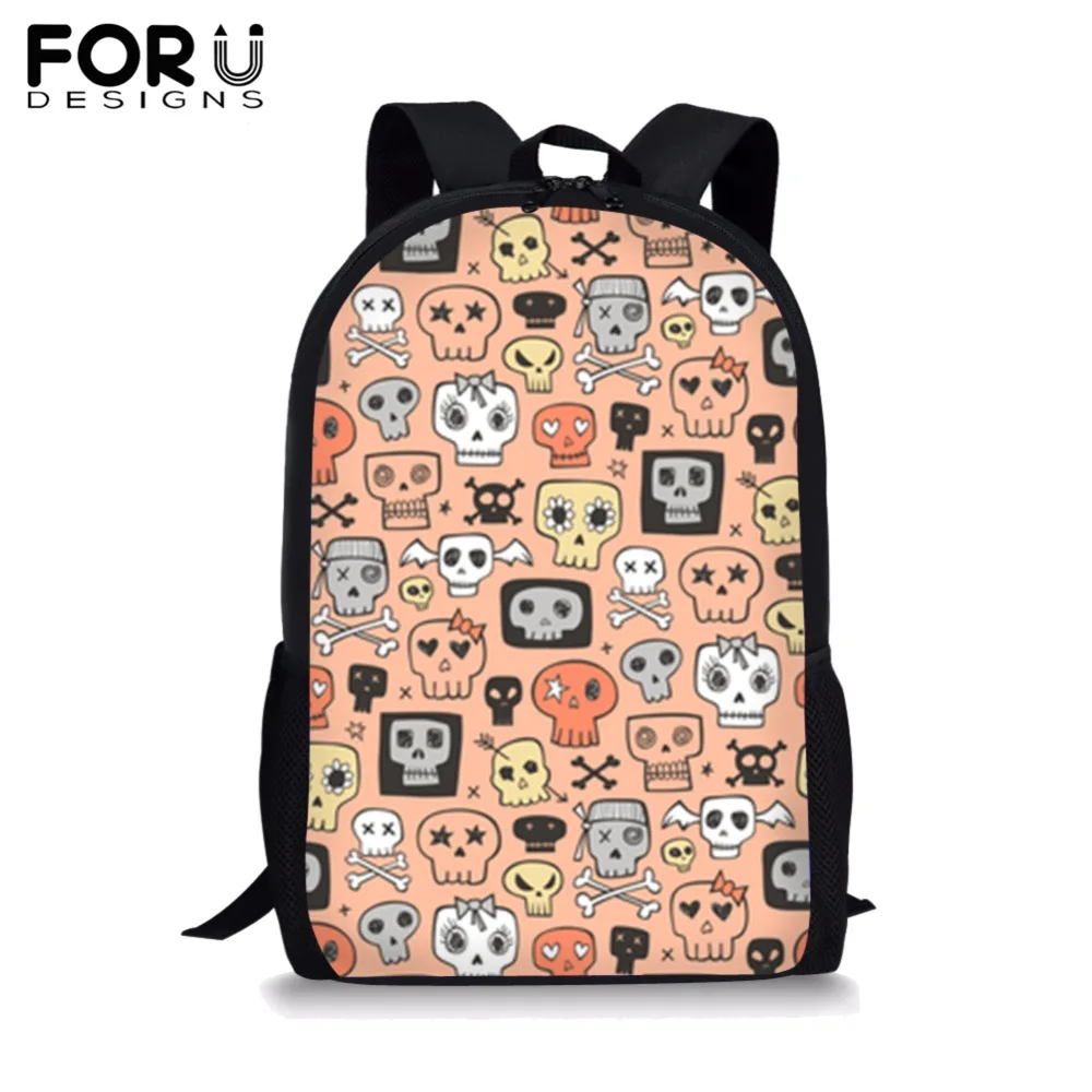 FORUDESIGNS/детские школьные сумки для девочек и мальчиков; крутые рюкзаки с принтом черепа для подростков; Простые рюкзаки для начальной школы; сумка для студентов; Новинка года