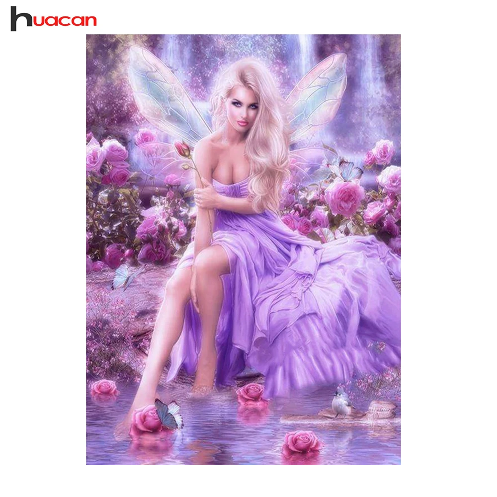 

Huacan Pink Girl Diamond Embroidery Needlework Patterns Diamond Mosaic Cross Stitch Square Rhinestone Painting Birthday Gift