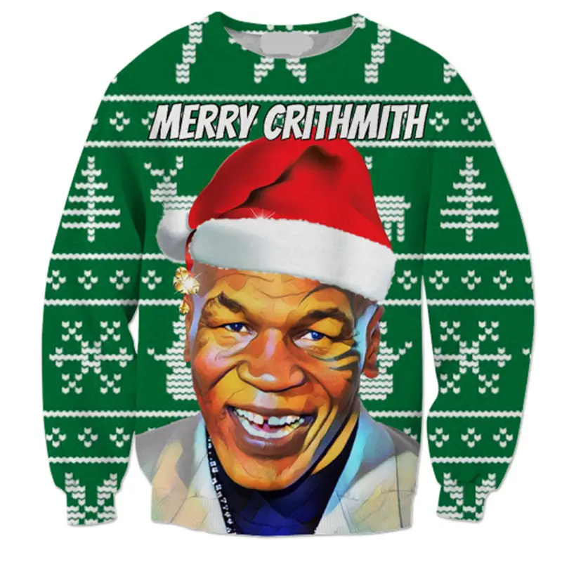Funny printing Christmas hat Mike Tyson 3d print women