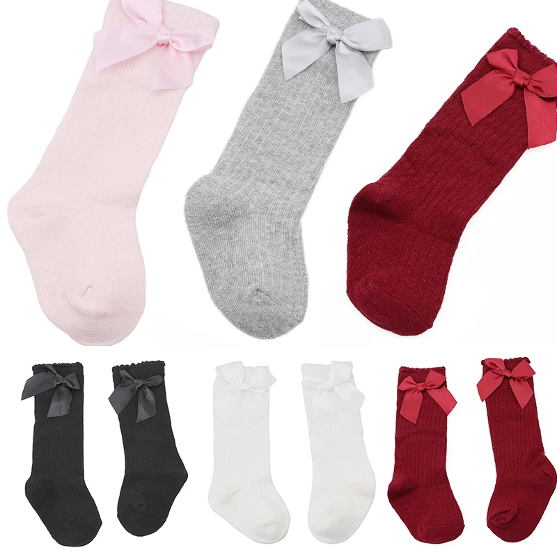 2017 New Baby Girls Socks Knee High with Bows Princess Cute Baby Sock