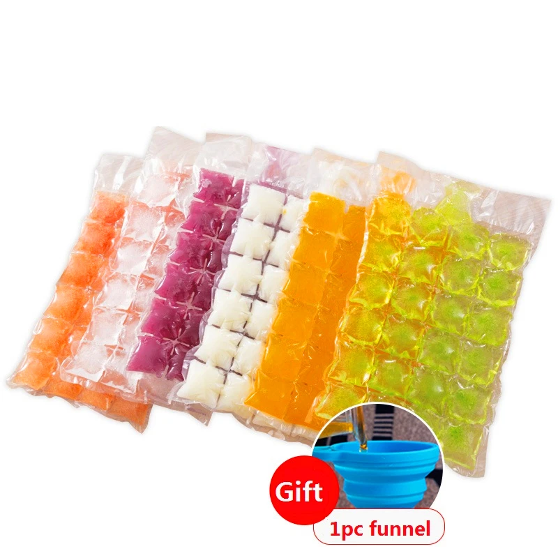 

20pcs Self-sealing Disposable Ice Wine Ice Cubes Juice Milk Ice Cream Cold Drink Ice Cube Bag Mold Feeding Gift Funnel