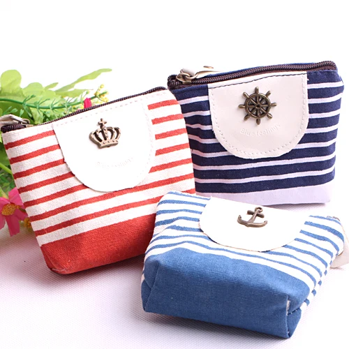 

1PC New Canvas Purses Small size fashion stripe series coin bags Girl wallet Novelty stationery supplies (ss-1516)
