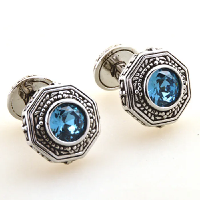 

Luxurious Silver Luxury Vintage High-Level Zircon Cufflinks quality wedding men Cufflinks Crystal Square Round