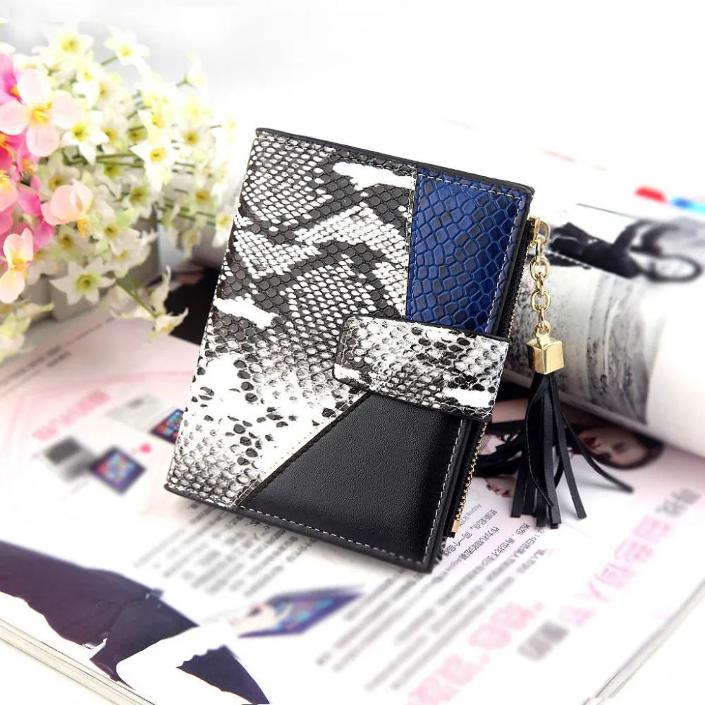 

Women's Wallet Small Leopard Print Snake Cute Fashion Purse Tassel Long Wallet Coin Card Clutch carteira feminina