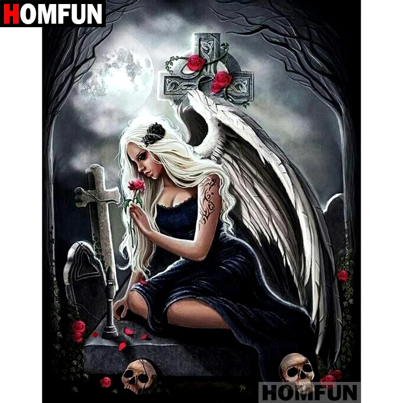 

HOMFUN Full Square/Round Drill 5D DIY Diamond Painting "Angel skull" Embroidery Cross Stitch 5D Home Decor Gift A07201