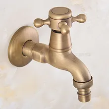 Bathroom Faucet Luxury Antique Brass Water Tap Outdoor Faucet Garden Bibcock Tap Bathroom Washing Machine Faucet zav322 bibcock faucet for outdoor garden brass antique bronze washing machine faucet wall mounted bathroom tap toilet cold bibcock
