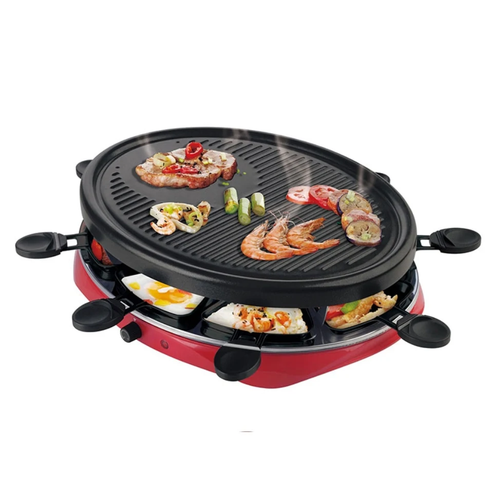 LSTACHi двухслойная бездымного Raclette Grilldle печь для выпечки электрический барбекю