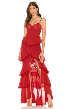 

Spaghetti Strap Strapless Slit New Style Cake Dress Ruffles Backless Sexy Club Bandage Celebrity Body con Dresses wholesale