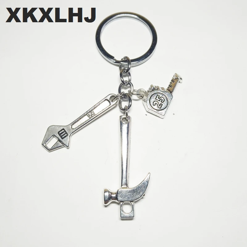 

2018 Fashion Jewelry Mechanic Work Wrench Keychain, Hammer Keychain, Tape Measure Keychain Silver Repairman Elegant Gift
