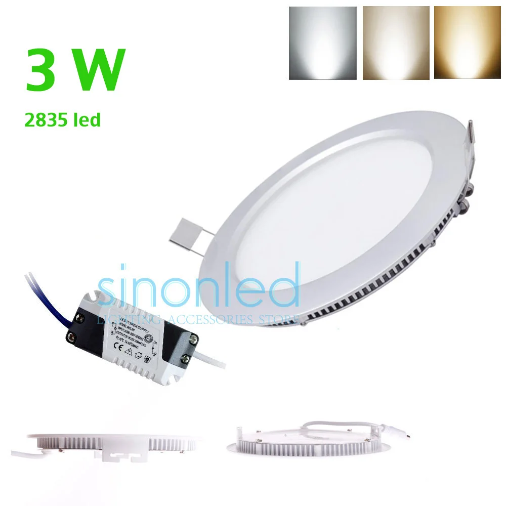 Wholesale 3W SMD 2835 Round LED Recessed Ceiling Aluminum Ultra Thin