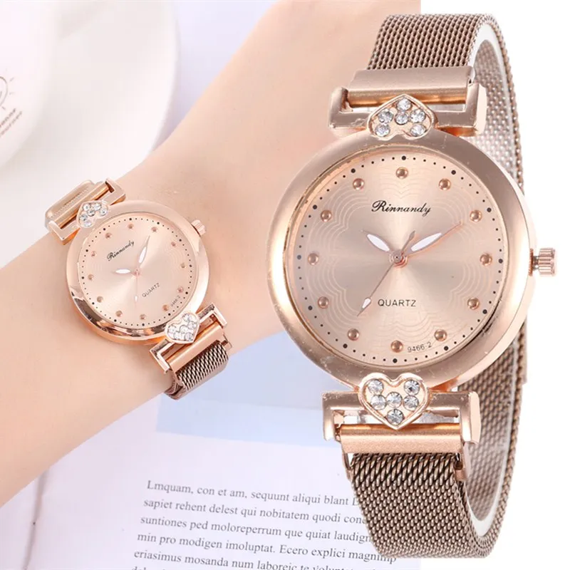 

New Fashion Rhinestone Heart Watch Women Luxury Brand Magnet Buckle Bracelet Watch Ladies Quartz Dress Watches Reloj Mujer Clock