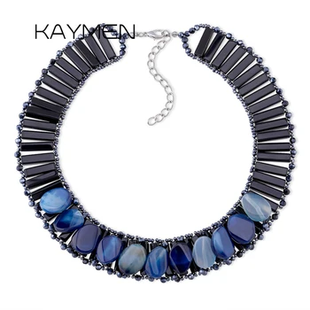 

Kaymen Fashion Luxury Bohemian Handmade Crystals Statement Necklace for Wedding Party Prom Women's Beads Choker Necklace 8 Color