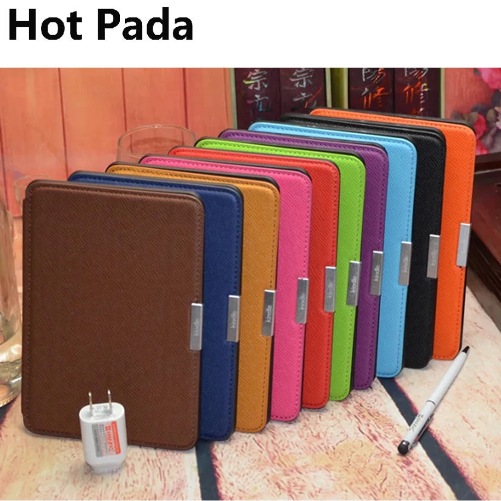

Hot Pada luxury pu leather cover case for amazon all-new kindle paperwhite 300 ppi ereader 2015 touch screen+screen protector