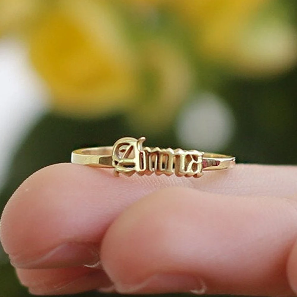 

Custom Ring Old English Name Rings For Women Men Personalized Stainless Steel Old English Font Ring Anillos Jewelry Accessories