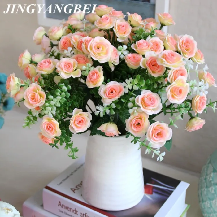 

15 heads/bouquet small bud roses bract simulation flowers silk rose decorative Flowers Home decorations wedding decorate