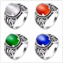

Vintage Design Silver Color Opal Finger Ring Party Gift Jewelry for Men and Women drop shipping anel bague