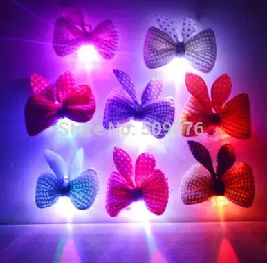 24 шт./лот RGB пластиковый светодиодный фонарь мерцающий цветок заколка для волос светодиодные головные уборы в форме бабочек для свадьбы - Цвет: bowknot