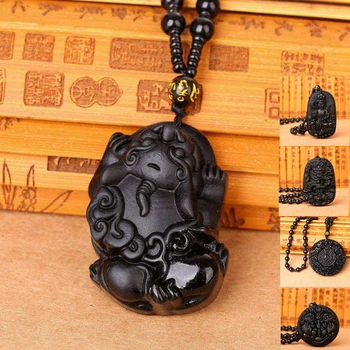 

3A Mix Natural Obsidian Necklaces Pendants Black Obsidian Necklace Lucky Love Buddha Healing Crystal Reiki Stone Women Men Gifts
