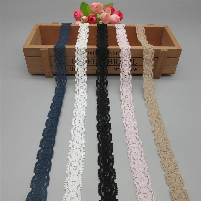 5yards/lot Cotton Elastic Lace Ribbon Knitted Polyester Stretch Lace