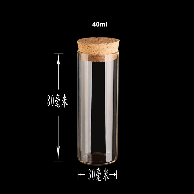 

50pcs 30*80mm 40ml Large Glass Bottles Jar with Cork Cover, Large Test Tube Tiny Empty Small Bottle Jar