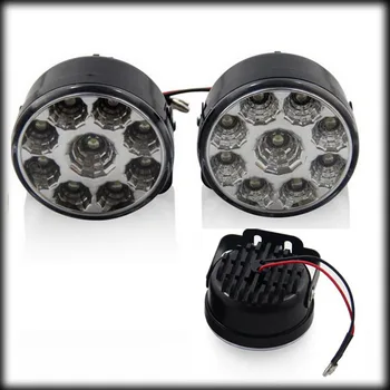 

by DHL/Fedex 30pairs 2 X Bright White 9 LED Head Front Round Fog Light for all Car DRL Off-road Lamp Daytime Running Lights
