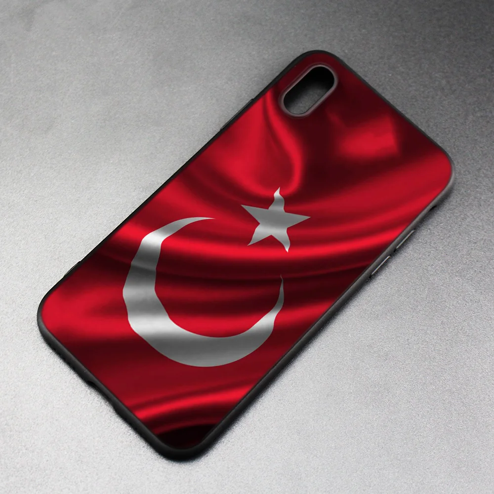 Turkey Turkish Flag Black Scrub Anti-knock TPU Silicone Case Cover for iPhone X XS XR XS 11 11Pro Max 7 8 6 6S 5 5S SE Plus