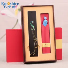 Закладки из красного дерева в стиле ретро с кисточками, черные сандаловые закладки, креативные подарки, деревянные закладки на заказ M032