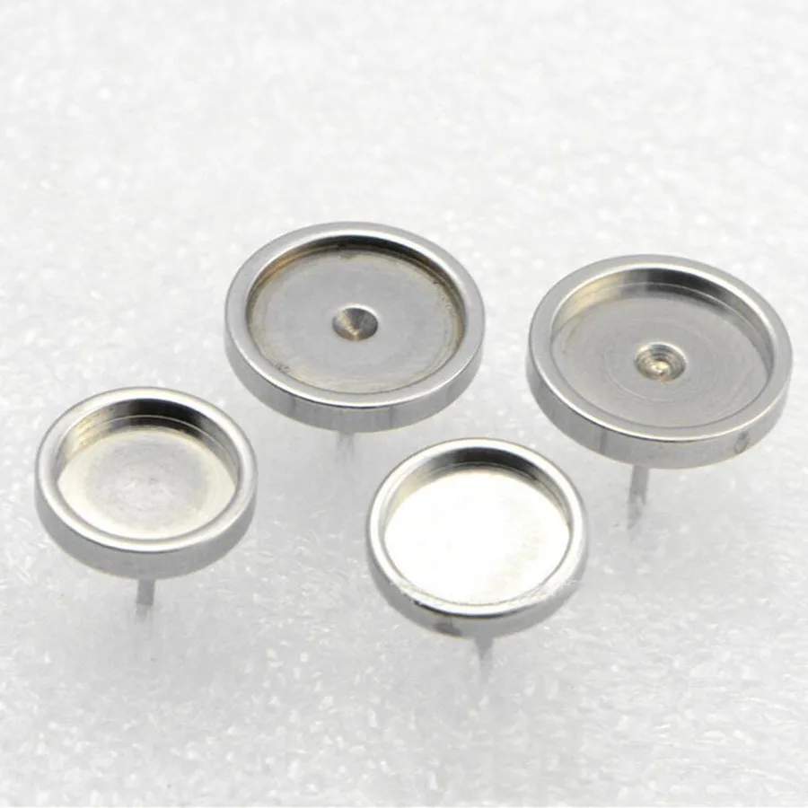 

50pcs 6/8/10/12mm Inner diameter Stainless Steel Round Ear Stud Base Settings Earrings Component Jewelry Making DIY Findings