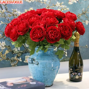 

20pcs / lot 2018 New Artificial Flower French Peony Western Rose Peony Home Decoration Wedding Bridal Bouquet Flower wholesale