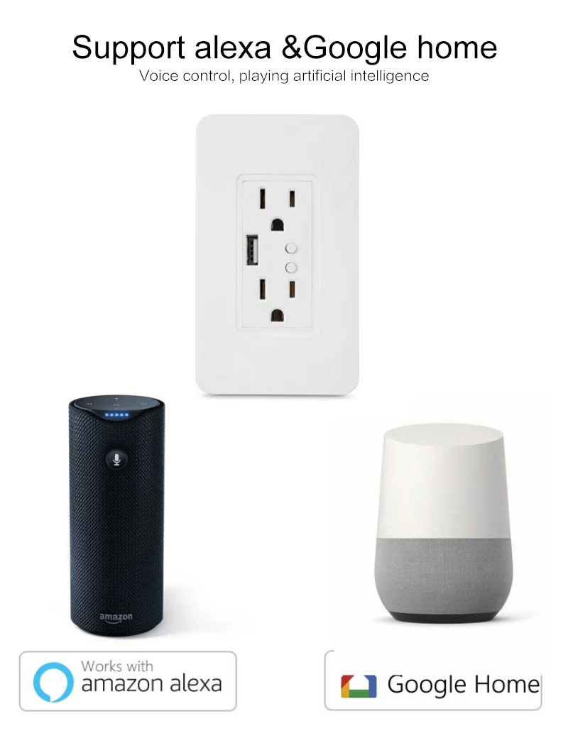 Для Alexa Google Home smart life дистанционное управление умная настенная розетка Wifi Двойная