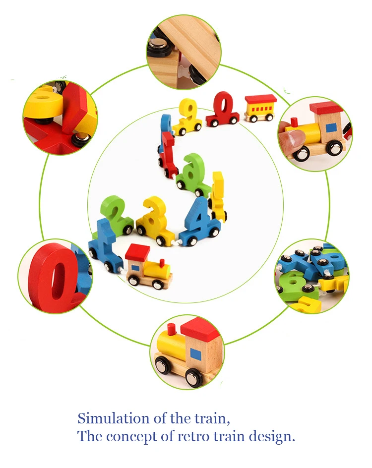 Детская раннего образования строительные блоки цифрового поезда головоломка сборки Цвет деревянный поезд Развивающие деревянные игрушки WY04