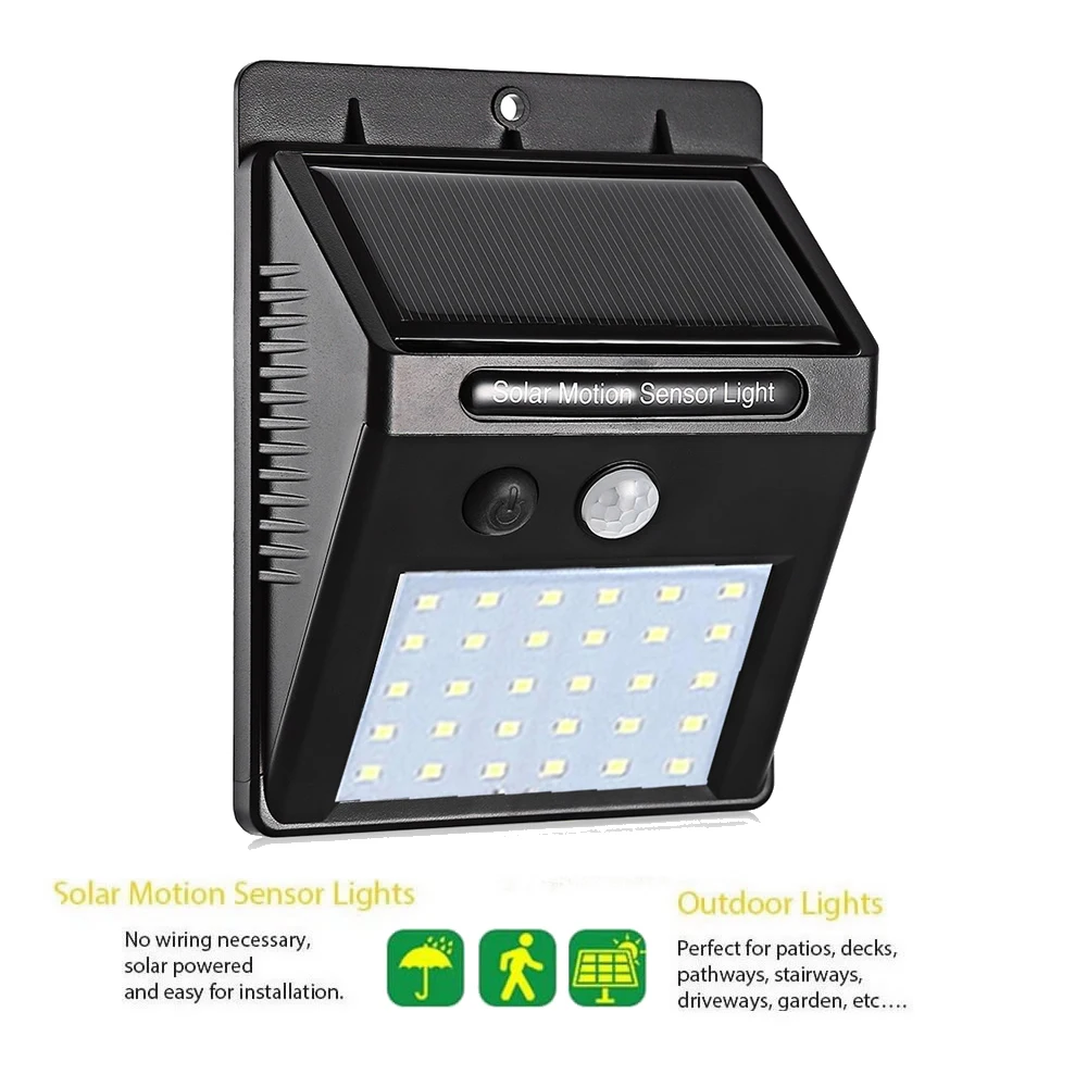 

PIR Motion Sensor Solar Lights 30 LEDs Outdoor Light for Garden Security Waterproof Wireless Wall Lamp street wall spot floodlig