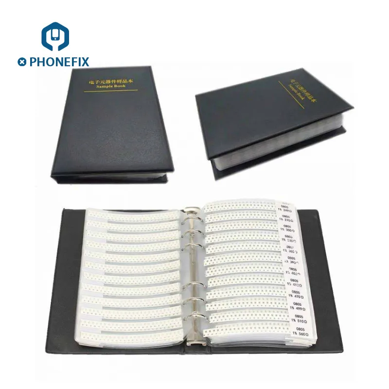 

PHONEFIX Electronic Component Sample Book Resistor Capacitor Inductor IC Book 20 pages SMD IC Chips Assortment for Phone Repair