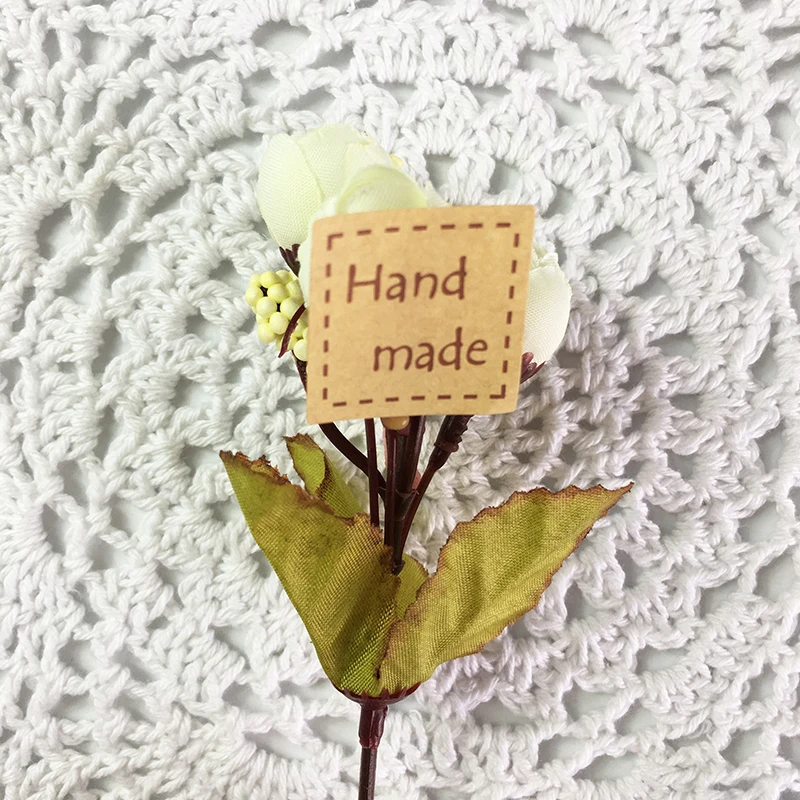 500pcs/lot 25*25mm Handmade Sticker Vintage Stickers Kraft Label