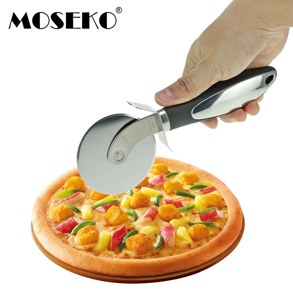 MOSEKO Round Pizza Cutter Stainless Steel With Plastic Handle Pizza Knife Cutter Bread Pastry Pasta Dough kitchen Baking Tools MOSEKO Round Pizza Cutter Stainless Steel With Plastic Handle Pizza Knife Cutter Bread Pastry Pasta Dough kitchen Baking Tools