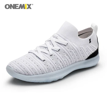 

Onemix Men Shoes Black Lazy Sock Sneakers Breathable Walking Shoes for Man Outdoor Road Running Shoes Slip-on Athletic Shoes