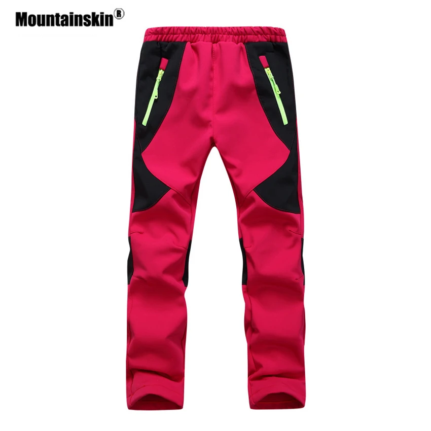 Mountainskin niños invierno Fleece Softshell Pantalones Niño niña al aire libre a prueba de viento de Camping senderismo Trekking esquí pantalones VC025