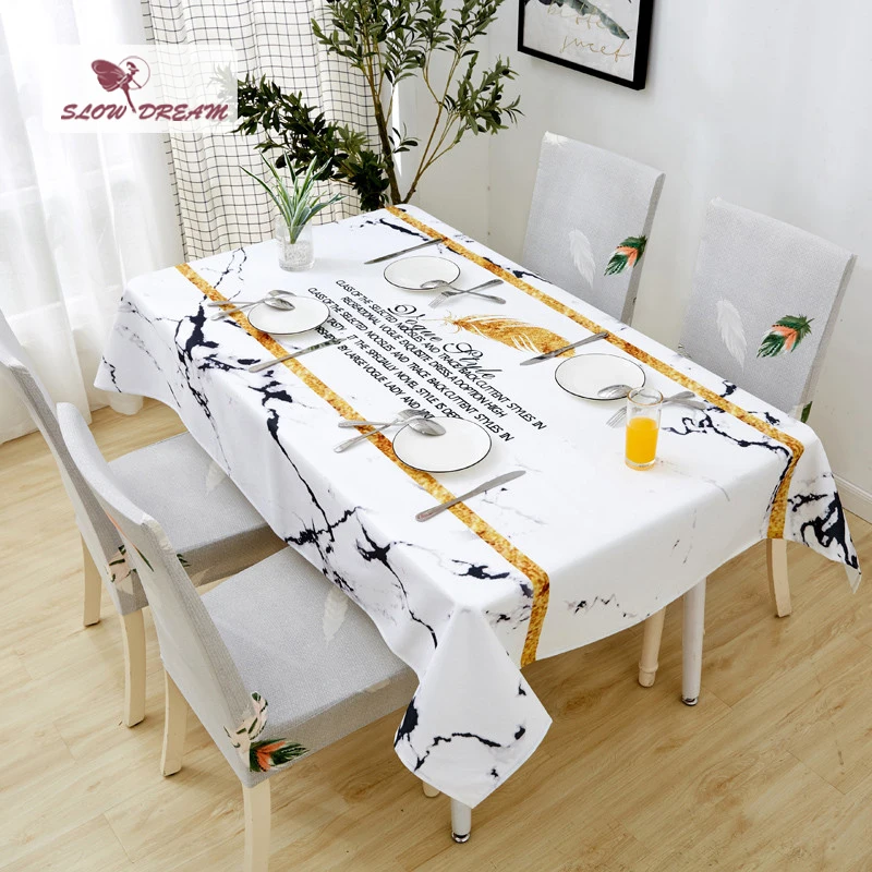 

SlowDream Waterproof Dining Table Cloth Oilproof Anti-Dirty For Wedding Decor Home Kitchen Linen Tea Rectangle Table Cover