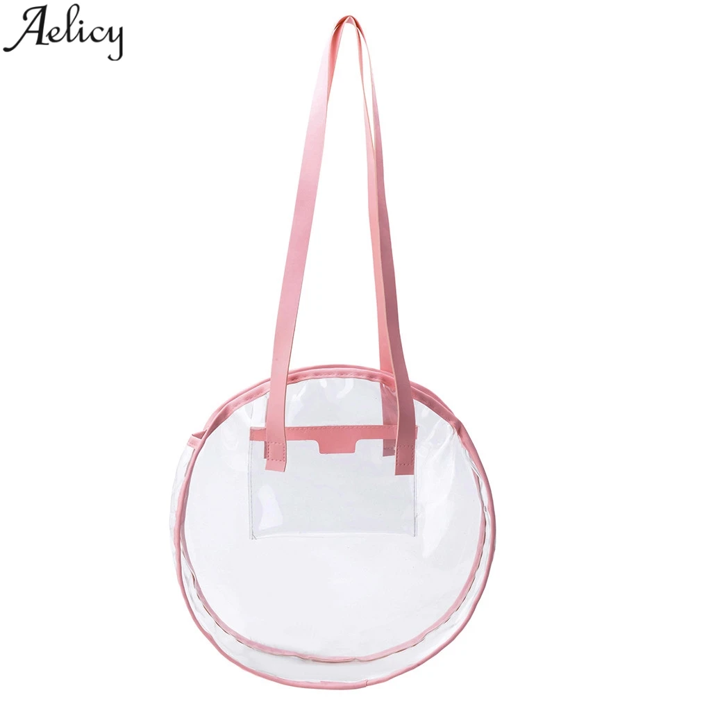 

Aelicy Women Transparent Circular Shoulder Bag Ladies Brief Pvc Oval Bag Chic Versatile Novelty Round Hand Bag Hot Sales