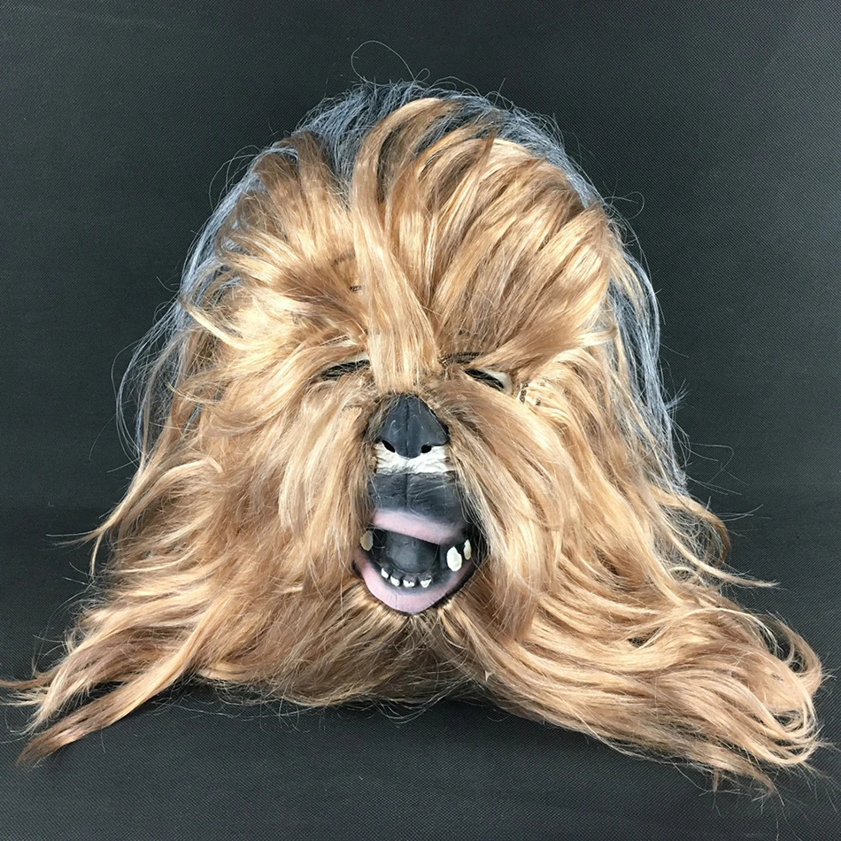 Chewbacca Mask Movie Star Wars Cosplay Latex Helmet With Wig Costume Prop Party Halloween Accessory1