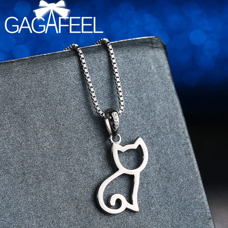 

GAGAFEEL New Arrival Simple Curious Cat Jewelry Pendants 925 Sterling Silver Cat Necklaces For Women Girl Fine Jewelry
