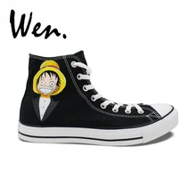 Вэнь ручная роспись обувь по индивидуальному дизайну Аниме one piece Luffy Jolly Roger высокие Портативные кроссовки Женская Мужская обувь для скейтбординга