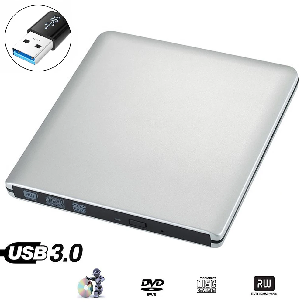 Внешний USB 3 0 высокоскоростной DL DVD RW ГОРЕЛКА для записи компакт дисков тонкий