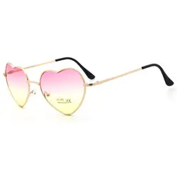 Высокое качество солнцезащитные очки металлические сердце рамка солнцезащитные очки красочные морские линзы женские модные