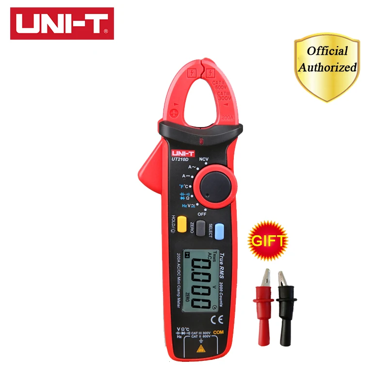 UNI-T UT210D Mini Digital Clamp Meter True RMS Resistance Capacitance Temperature Measure Auto Range AC/DC Voltage Multimeter