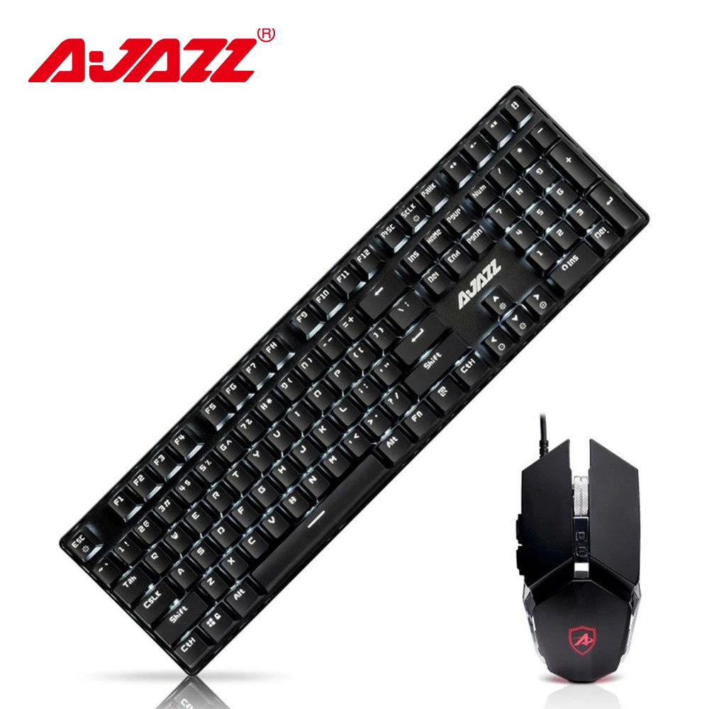 

Ajazz Mechanical Tyrannosaurus Gaming Mechanical Keyboard And Mouse Kit Set Black/Green Switch 108 Keys For Laptop/PC/Computer