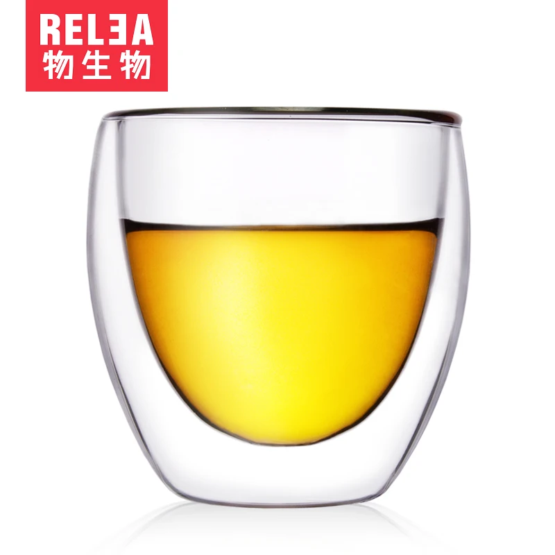 

80ml double layer tea cup Heat-Resisting Glass Tea coffee cups Chinese Clear Glass Tea mugs Ideal as Glass Tea Cups with Modern