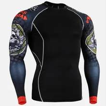 New Running Shirt Men Skull Sport T Shirt Gym Shirt Men Compression Tight Fitness Top Bodybuilding Tshirt Rashgard Soccer Jersey